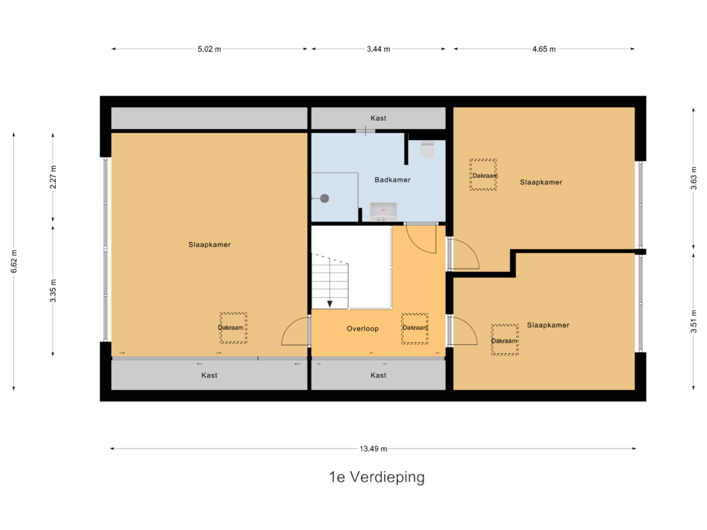 View floorplan of 1e Verdieping of Korte Hei 11