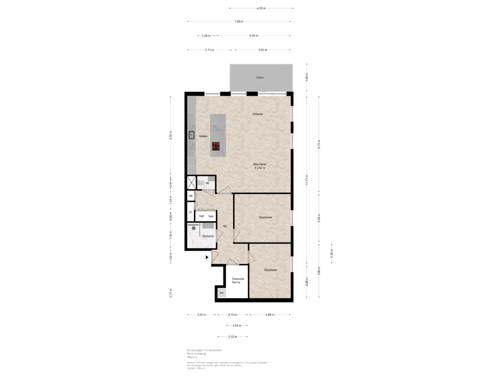 View floorplan of 3e verdieping of Winterjanpad 114