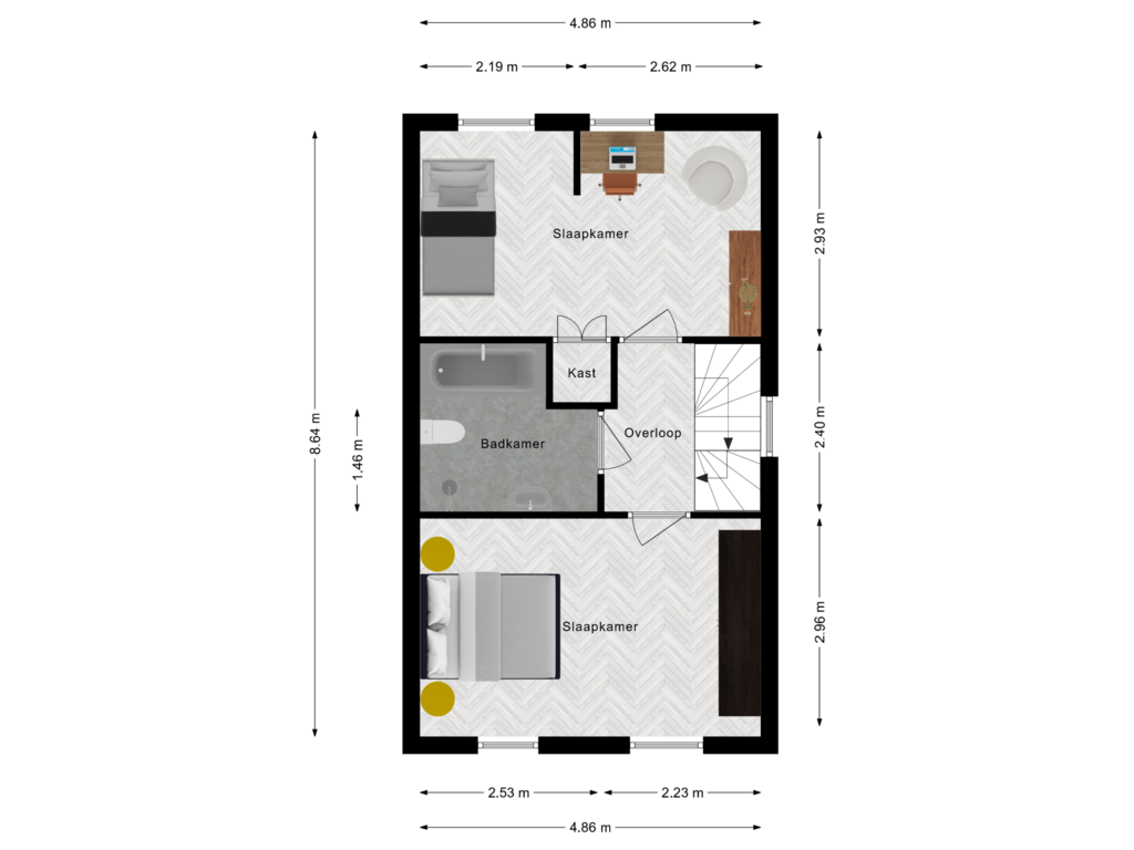 View floorplan of 1e Verdieping of Lindonklaan 5