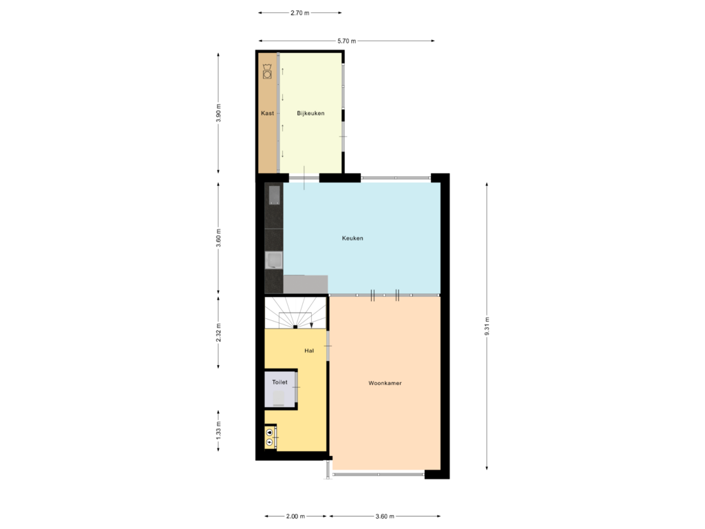 Bekijk plattegrond van Begane grond van Hoofdspoor 91