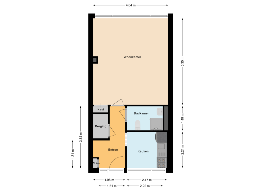 Bekijk plattegrond van Appartement van Zandveldstraat 36