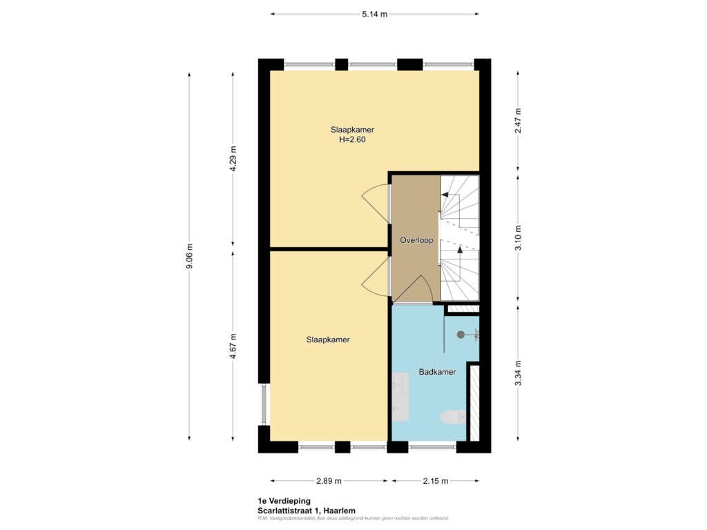 View floorplan of 1e Verdieping of Scarlattistraat 1