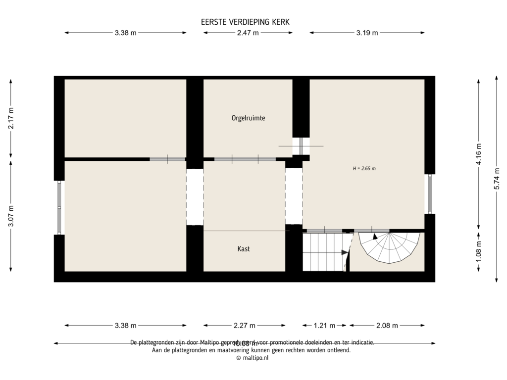 Bekijk plattegrond van Eerste verdieping kerk van Hogestraat 20