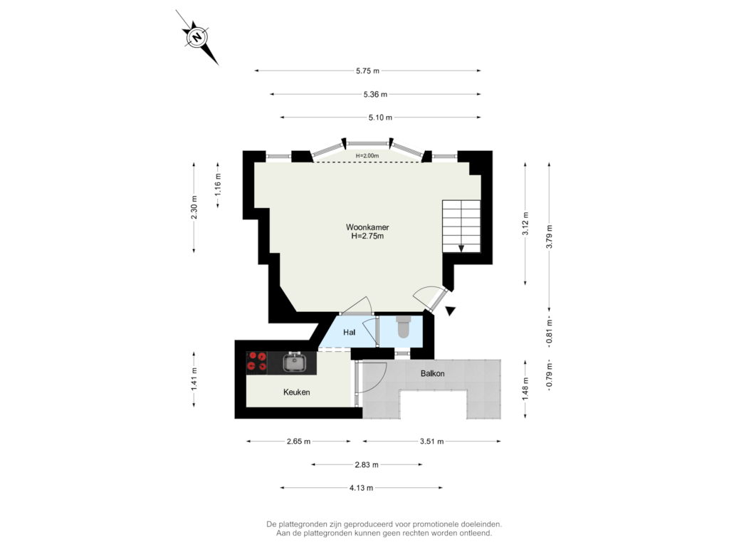 View floorplan of 1ste Verdieping of Hoogstraat 6