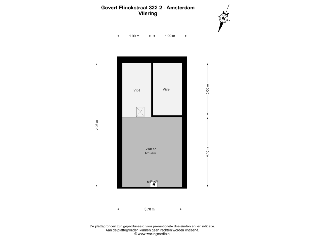 View floorplan of Vliering of Govert Flinckstraat 322-2