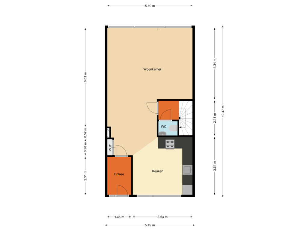 Bekijk plattegrond van Begane grond van Constantijnstraat 36