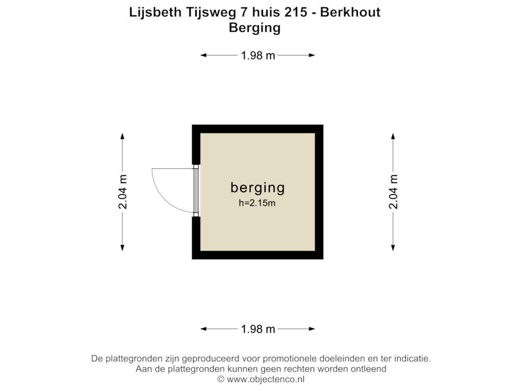 View floorplan of Berging of Lijsbeth Tijsweg 7-215