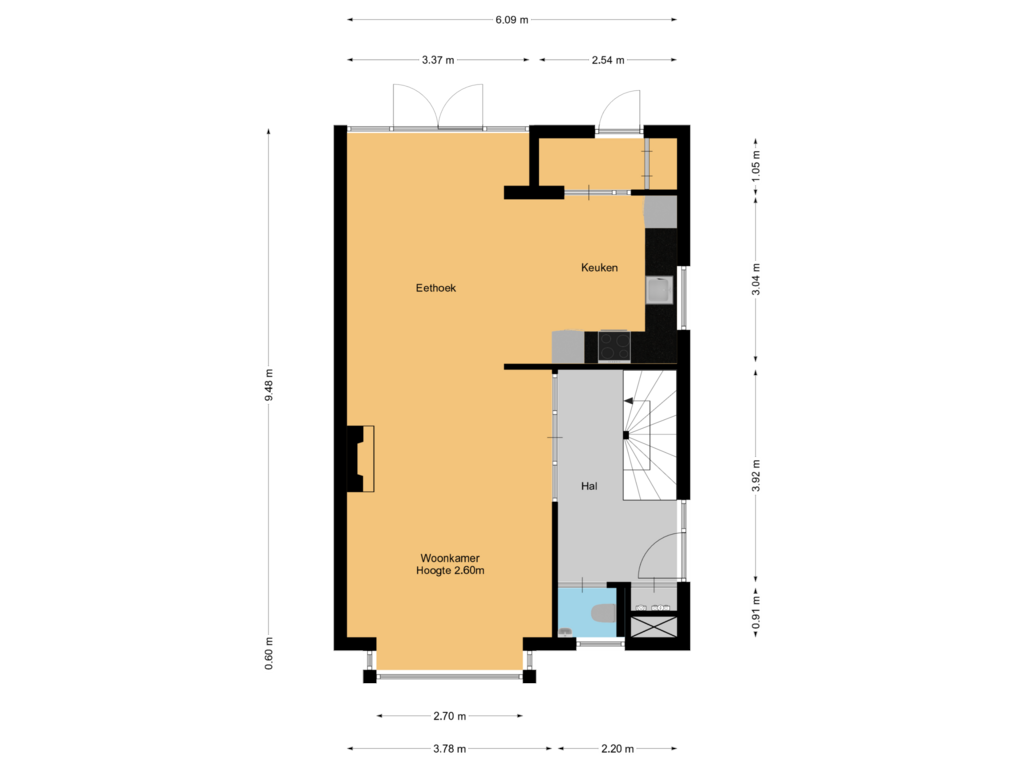 Bekijk plattegrond van Begane grond van Kerkstraat 99