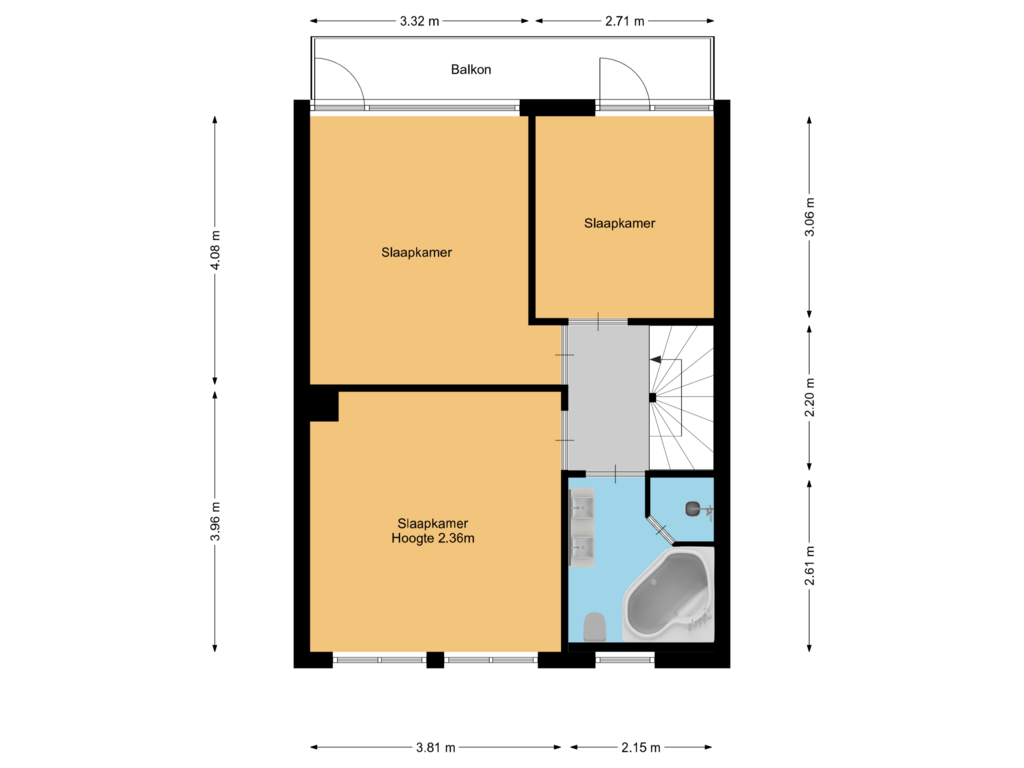 Bekijk plattegrond van 1e verdieping van Kerkstraat 99