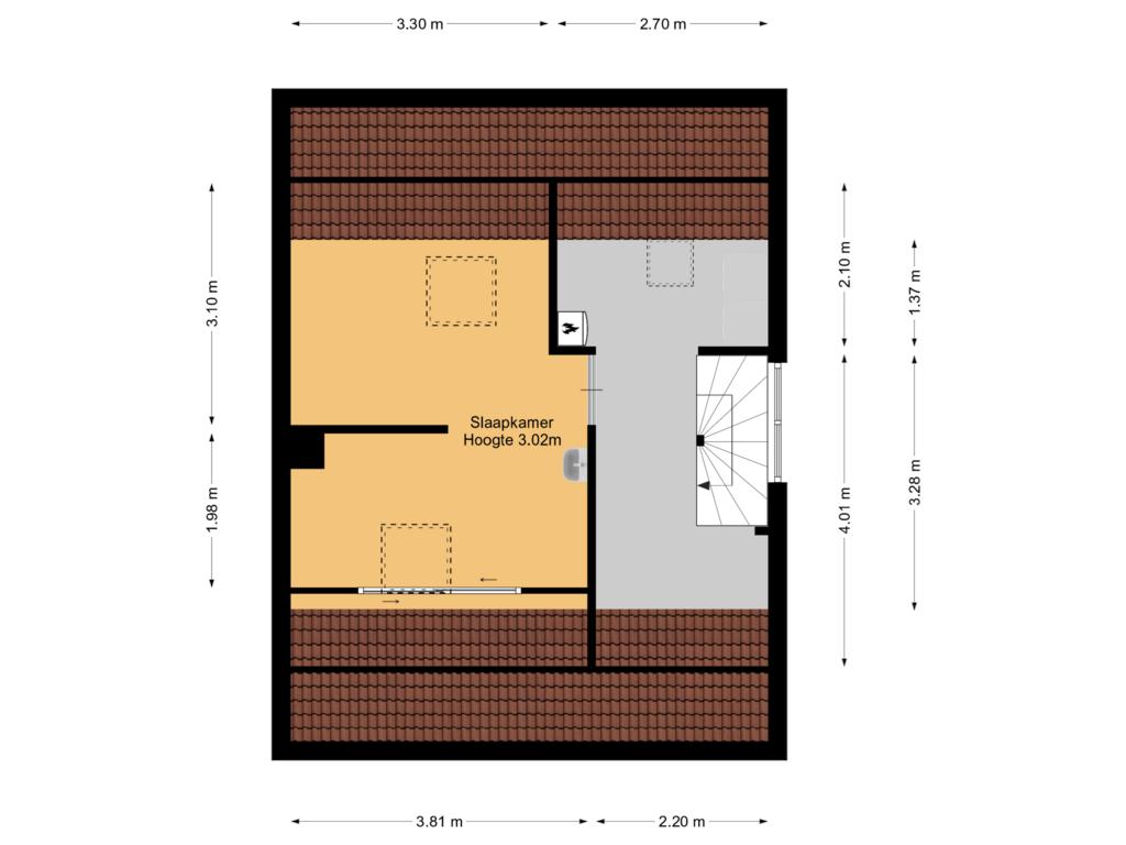 Bekijk plattegrond van 2e verdieping van Kerkstraat 99