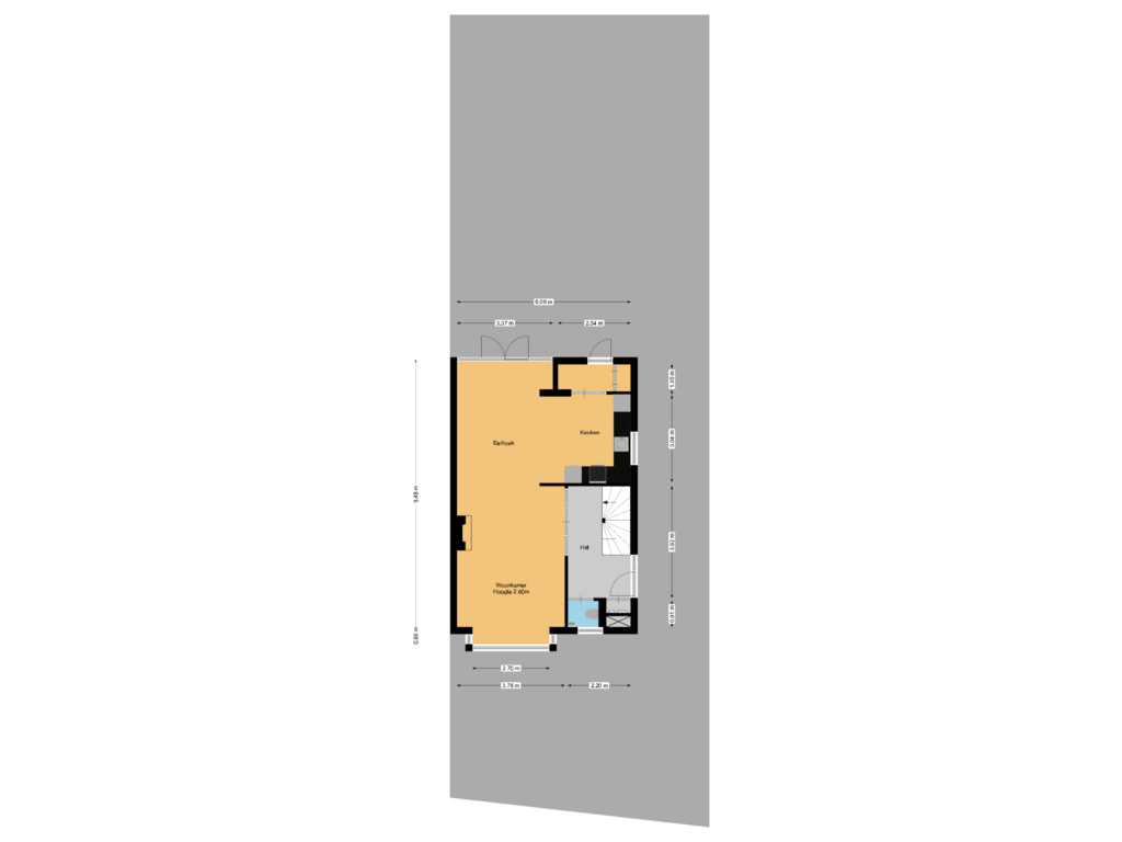 Bekijk plattegrond van Begane grond perceel van Kerkstraat 99