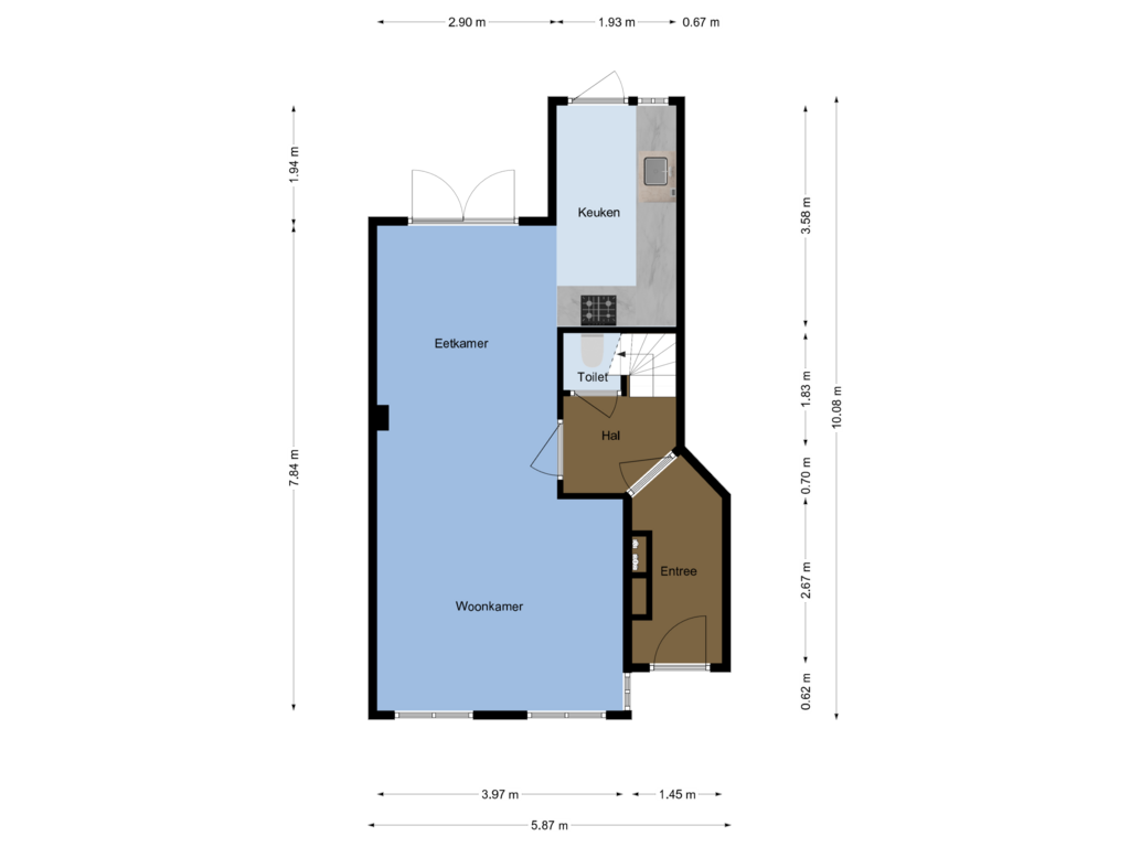 Bekijk plattegrond van Begane grond van Keukenstraat 21