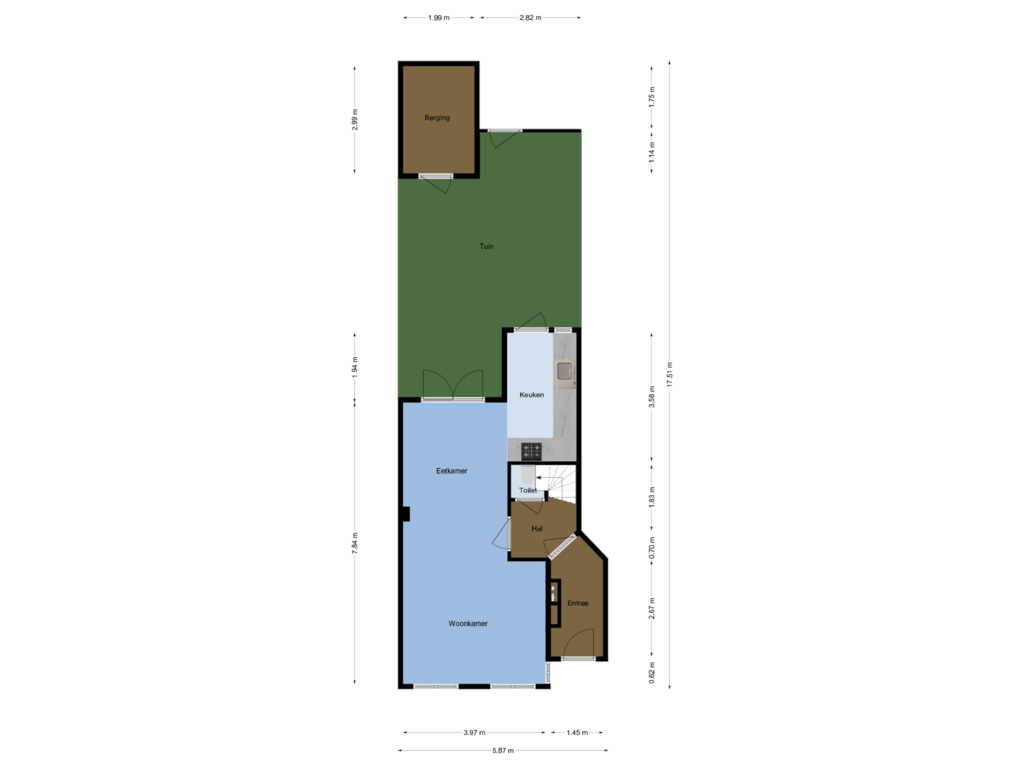 Bekijk plattegrond van Begane grond met perceel van Keukenstraat 21