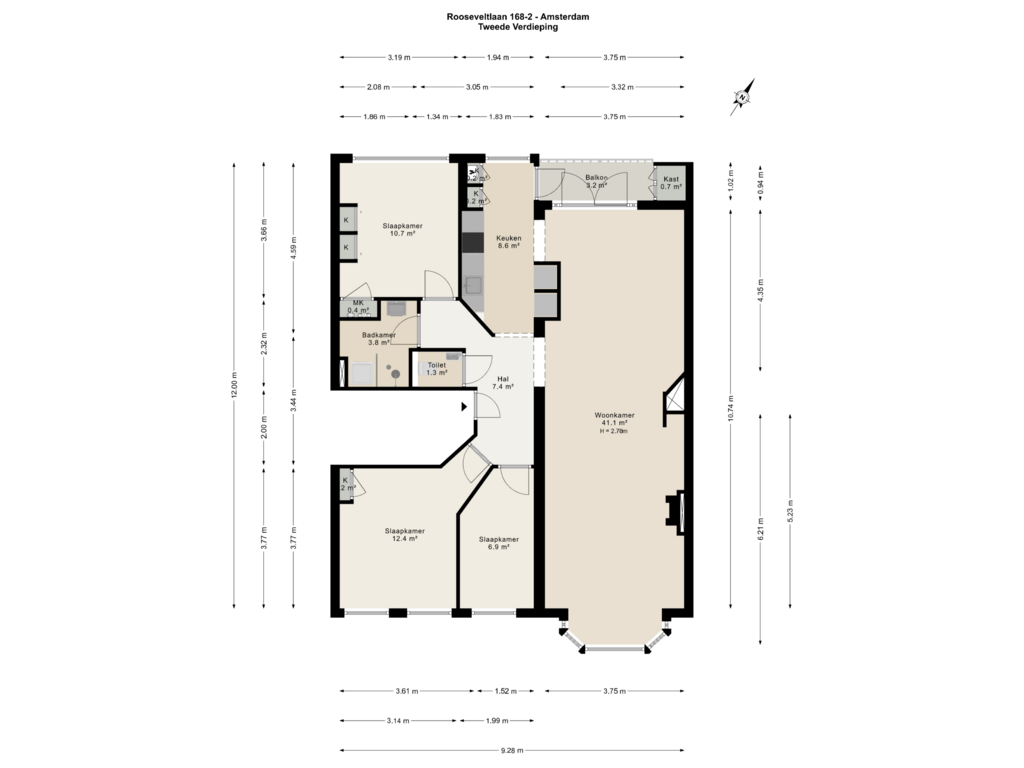 Bekijk plattegrond van Tweede verdieping van Rooseveltlaan 168-2