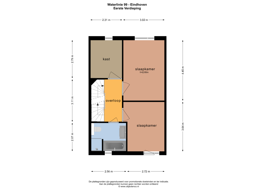 View floorplan of EERSTE VERDIEPING of Waterlinie 99