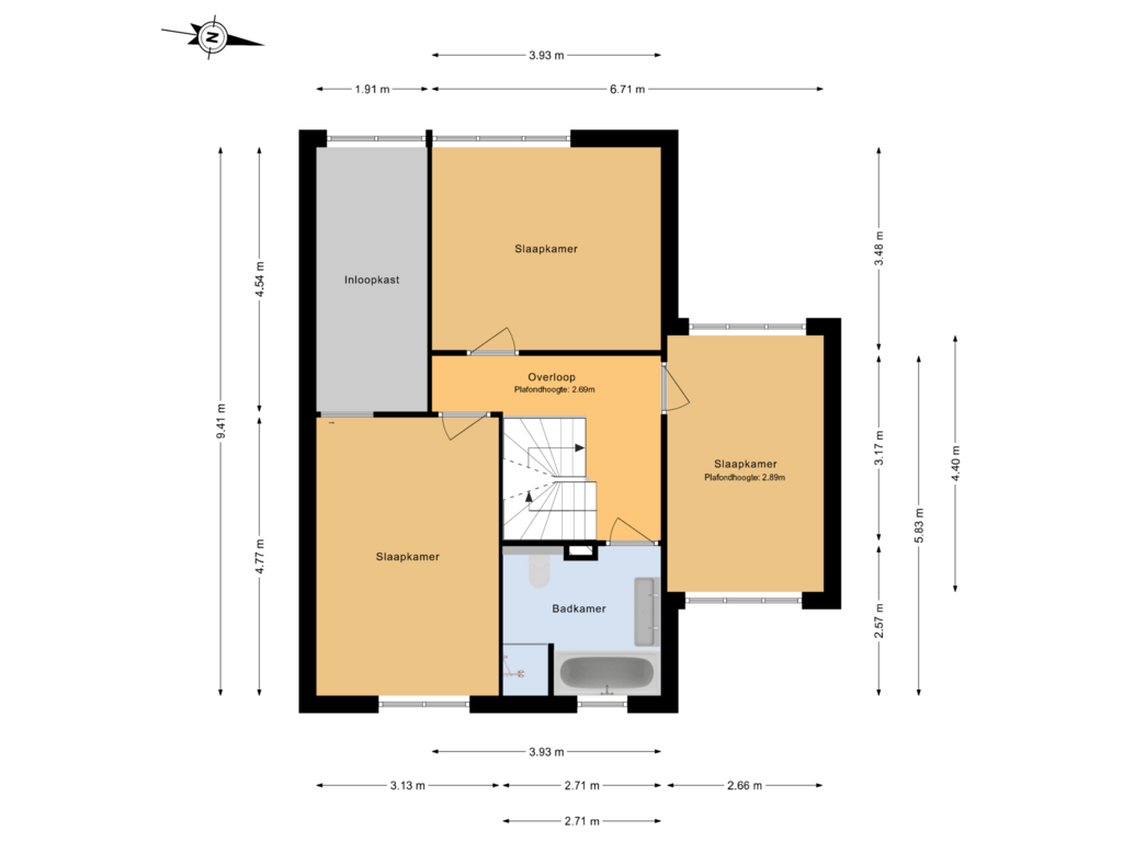 View floorplan of 1e verdieping of Fjorddal 5