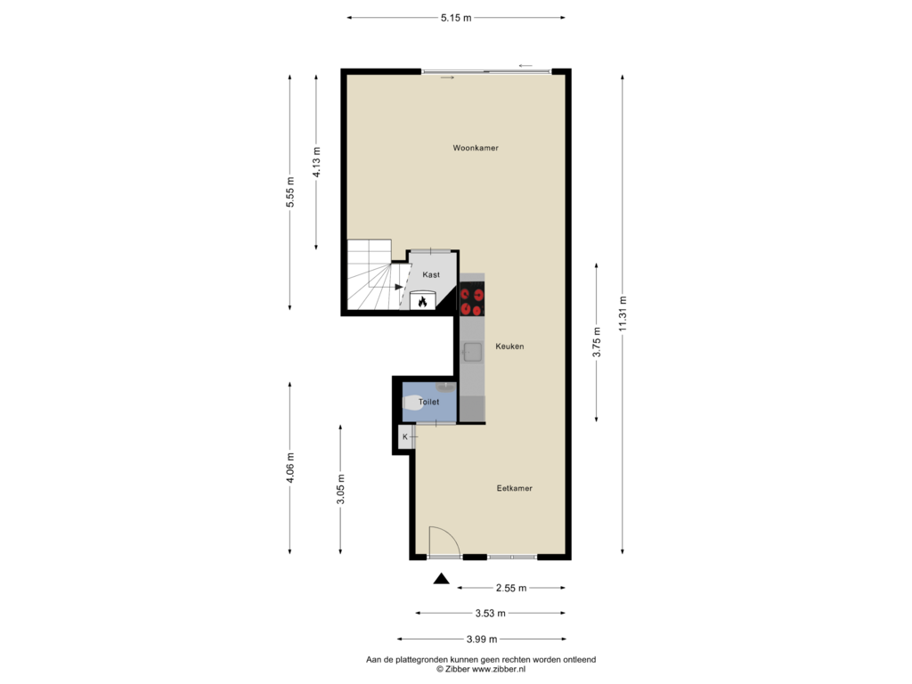 Bekijk plattegrond van Begane grond van Julianastraat 15-A