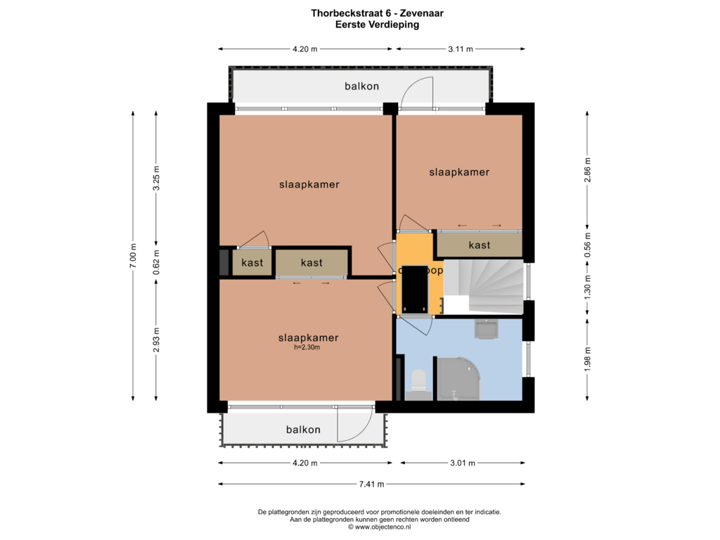 Bekijk plattegrond van EERSTE VERDIEPING van Thorbeckestraat 6