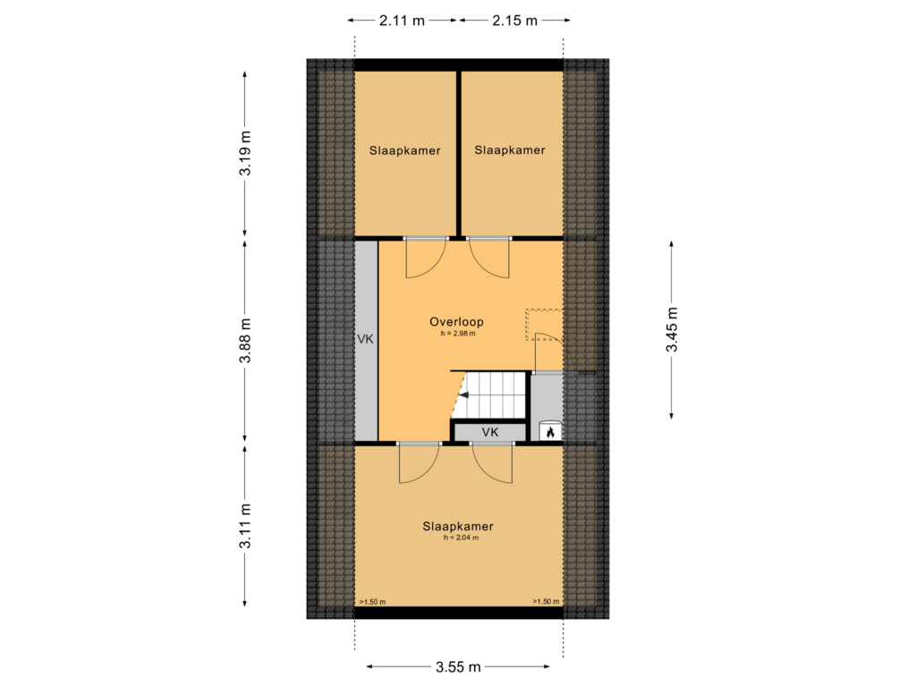 View floorplan of Eerste verdieping of De Strook 7