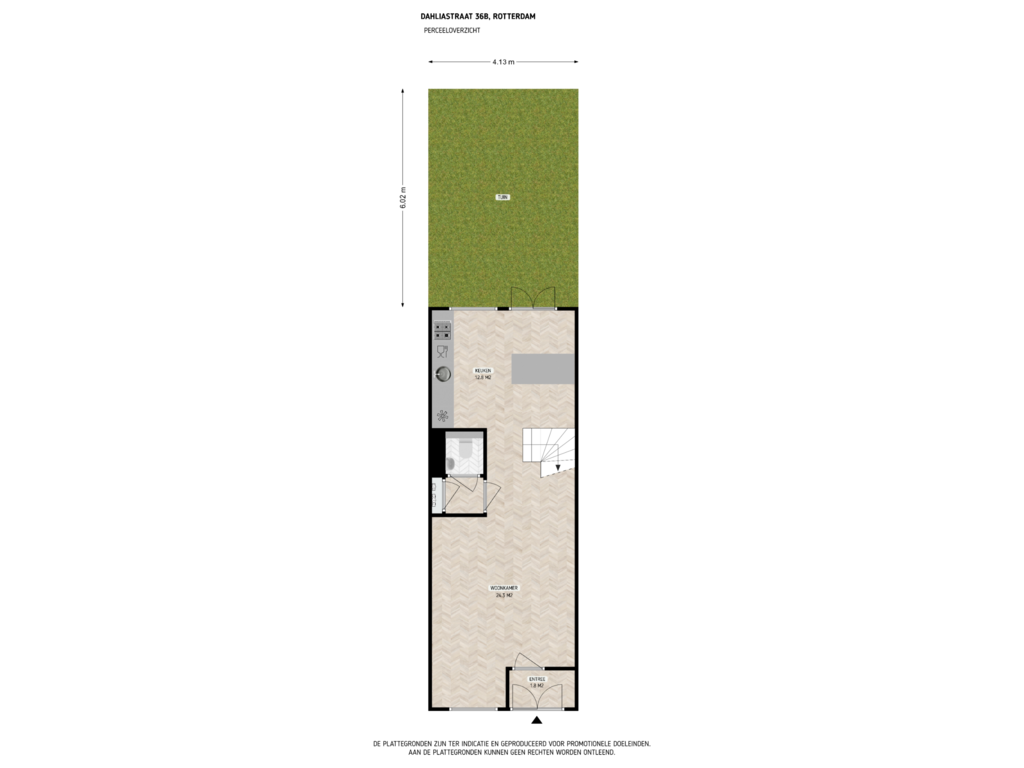 Bekijk plattegrond van perceeloverzicht van Dahliastraat 36-B