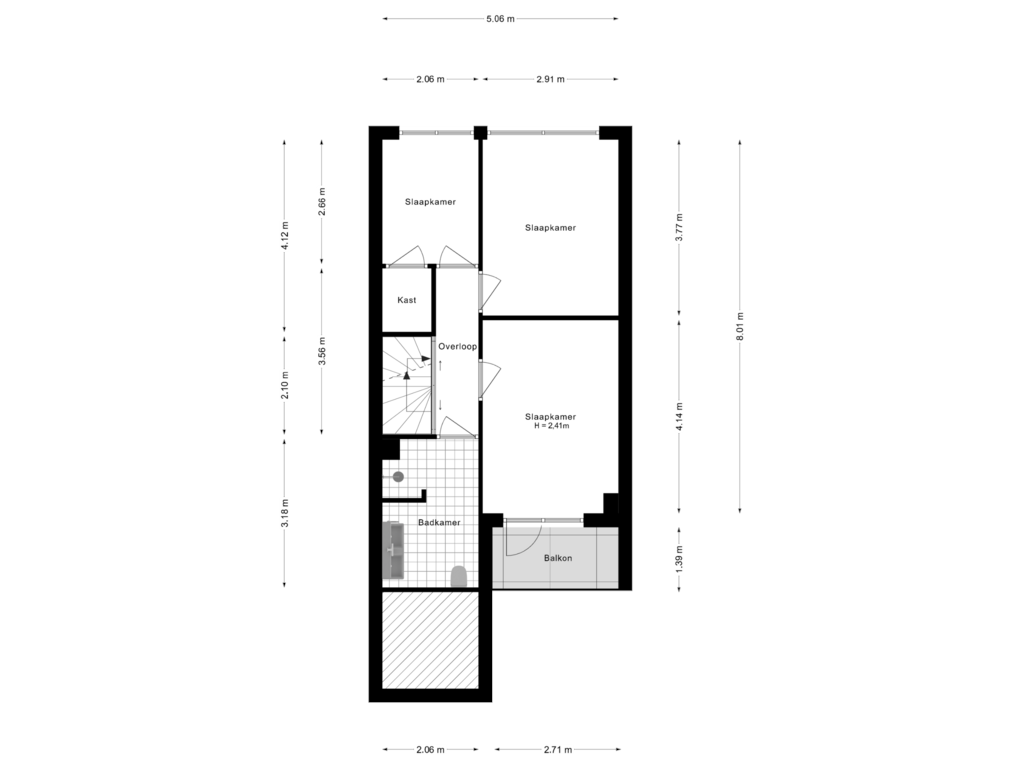 View floorplan of 1e Verdieping of Kruiszwin 3338