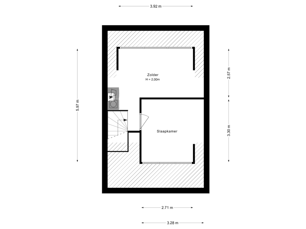 View floorplan of 2e Verdieping of Kruiszwin 3338