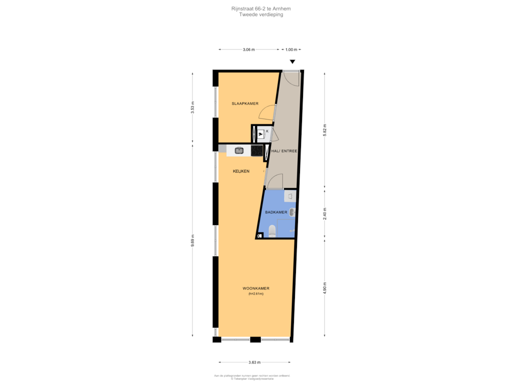 Bekijk plattegrond van Tweede verdieping van Rijnstraat 66-2