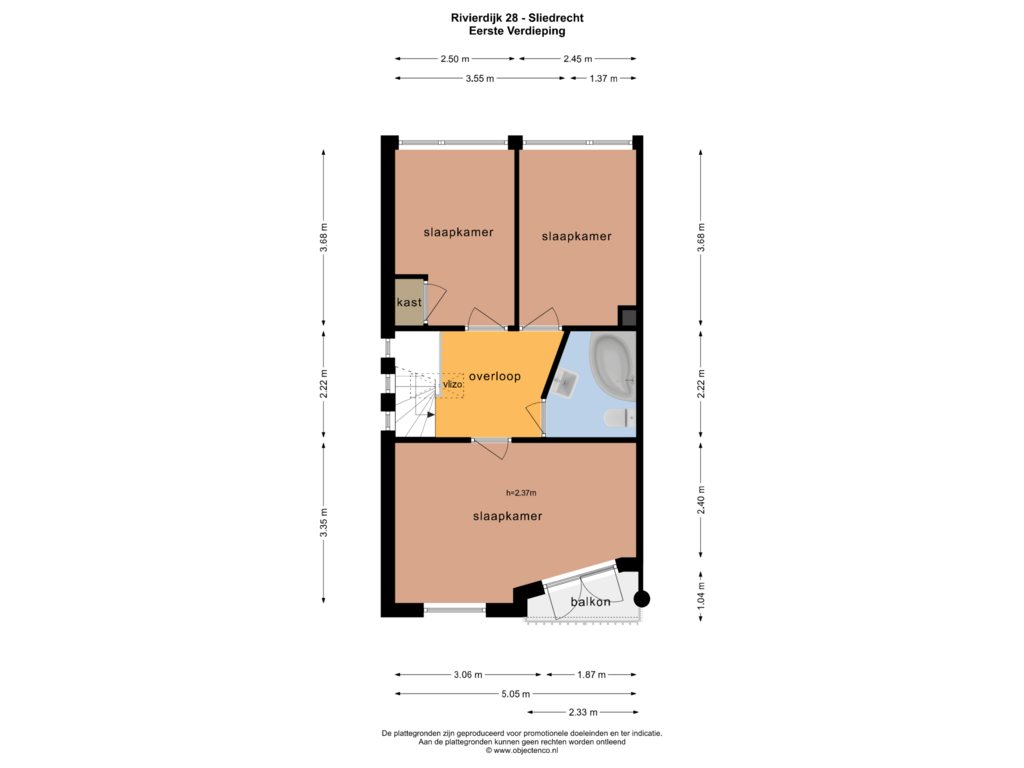 Bekijk plattegrond van EERSTE VERDIEPING van Rivierdijk 28