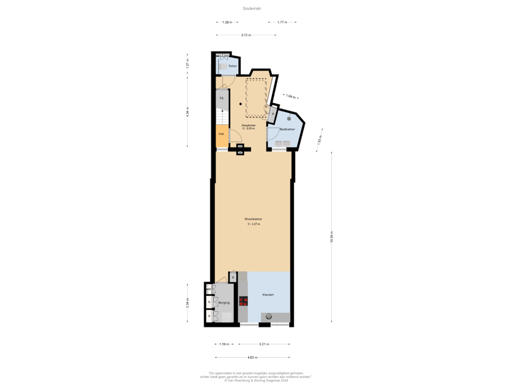 View floorplan of Souterrain of Herengracht 538