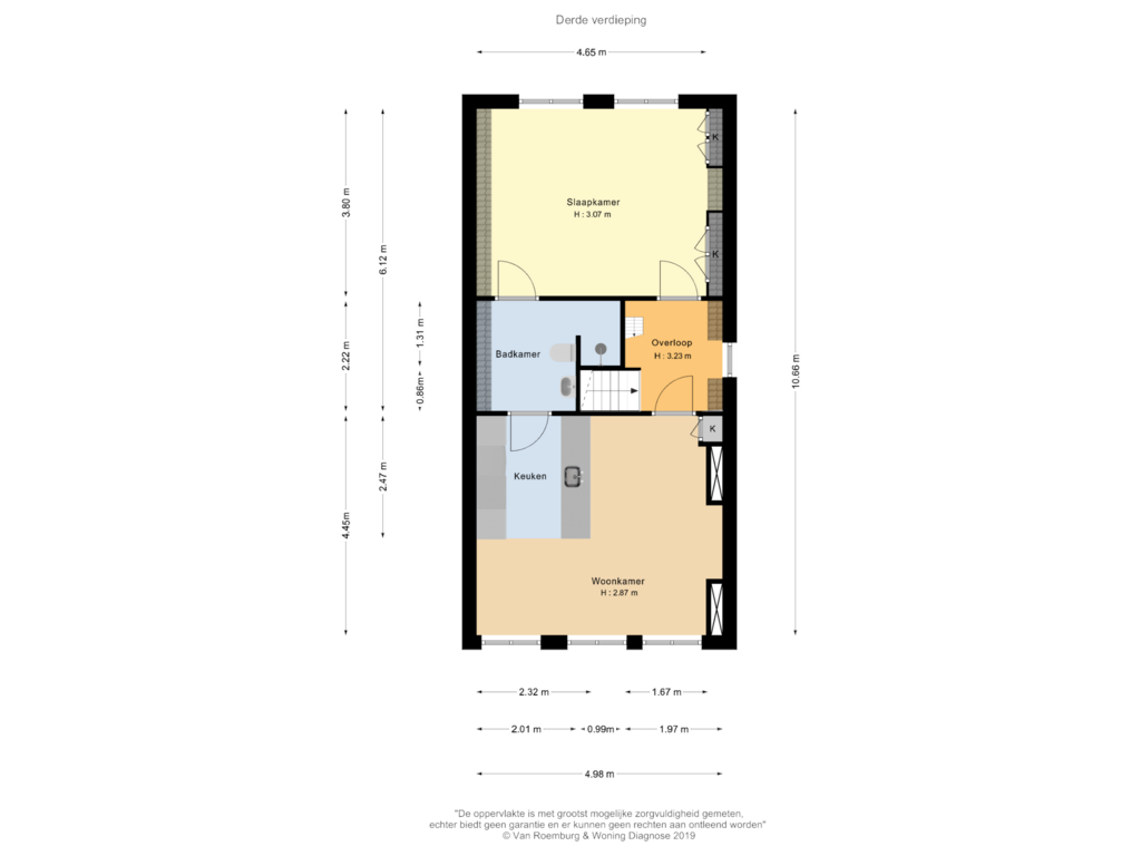 View floorplan of Derde verdieping of Herengracht 538