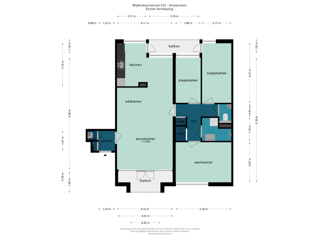 Bekijk plattegrond van EERSTE VERDIEPING van Wijttenbachstraat 333