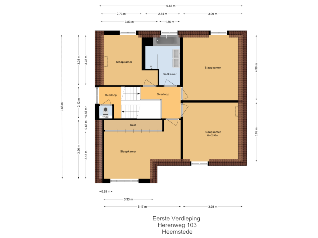 View floorplan of Eerste verdieping of Herenweg 103