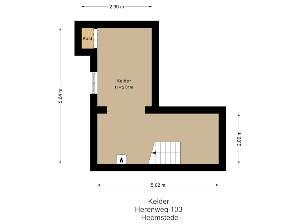 View floorplan of Kelder of Herenweg 103