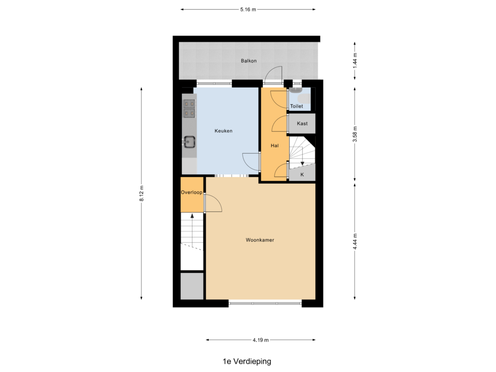 Bekijk plattegrond van 1e Verdieping van Willemsweg 194