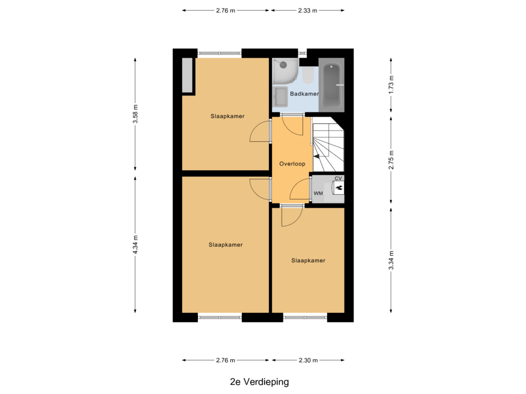 Bekijk plattegrond van 2e Verdieping van Willemsweg 194