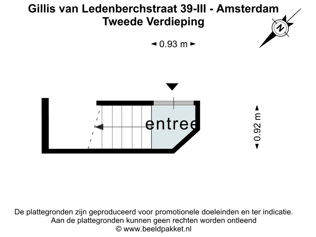 View floorplan of TWEEDE VERDIEPING of Gillis van Ledenberchstraat 39-3