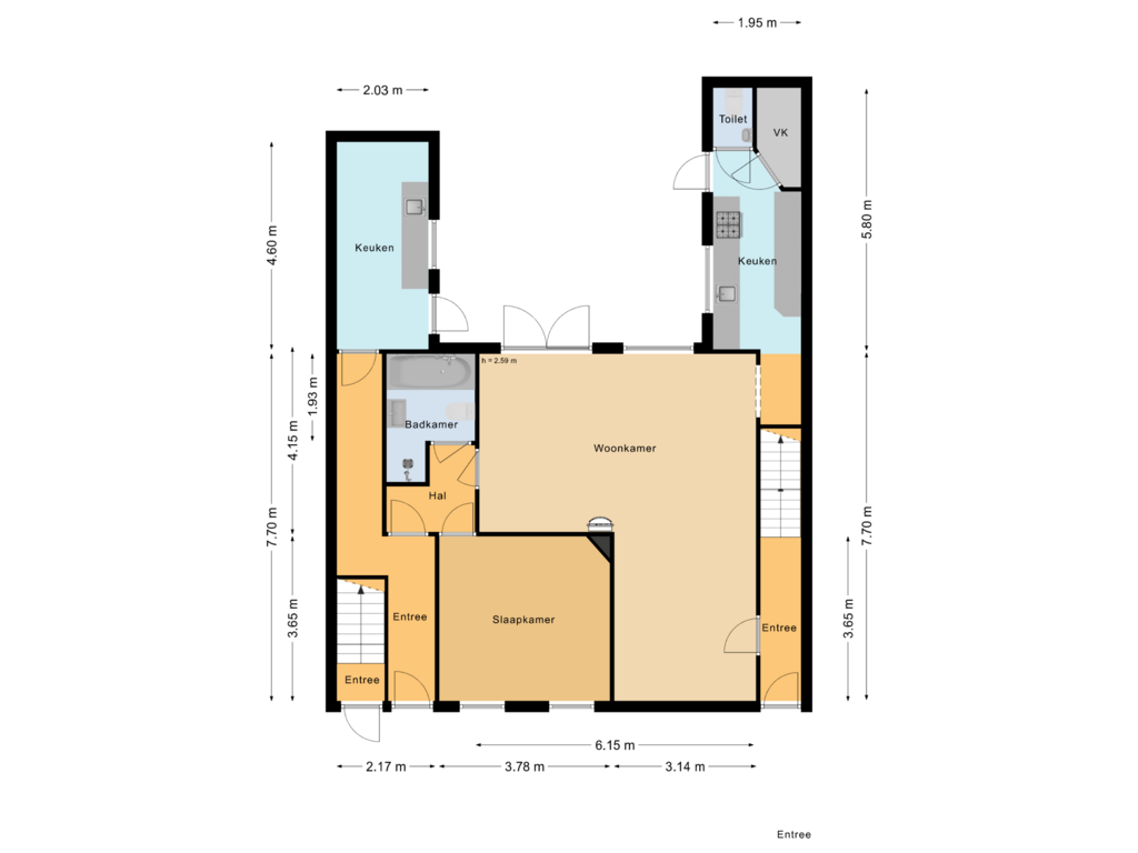 View floorplan of Begane Grond of Krugerstraat 91