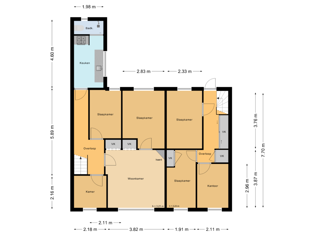 View floorplan of Eerste verdieping of Krugerstraat 91