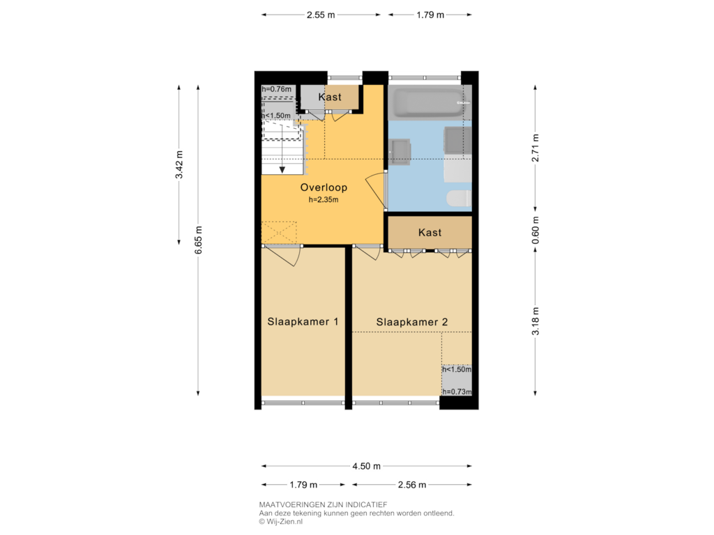 View floorplan of EERSTE VERDIEPING of Kerkstraat 151