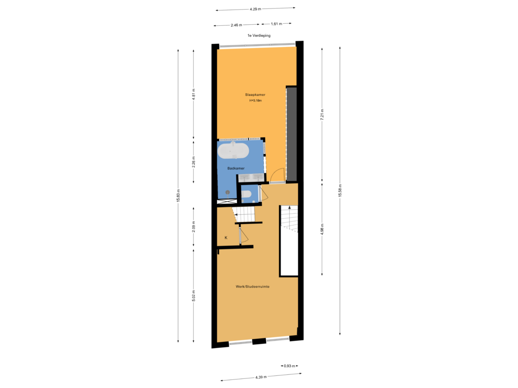 Bekijk plattegrond van 1e Verdieping van Bezuidenhoutseweg 263