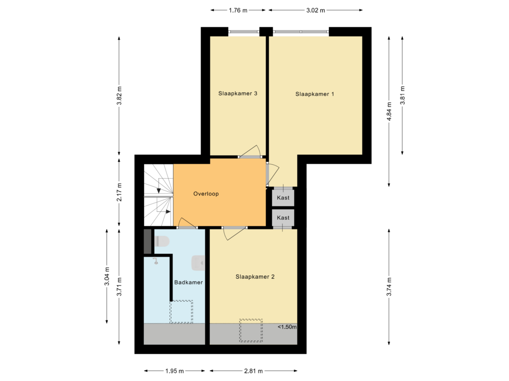 Bekijk plattegrond van Eerste verdieping van De Schokker 14