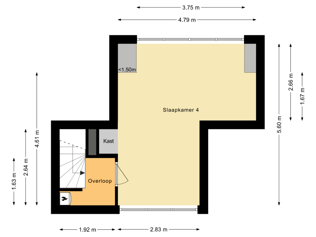 Bekijk plattegrond van Tweede verdieping van De Schokker 14