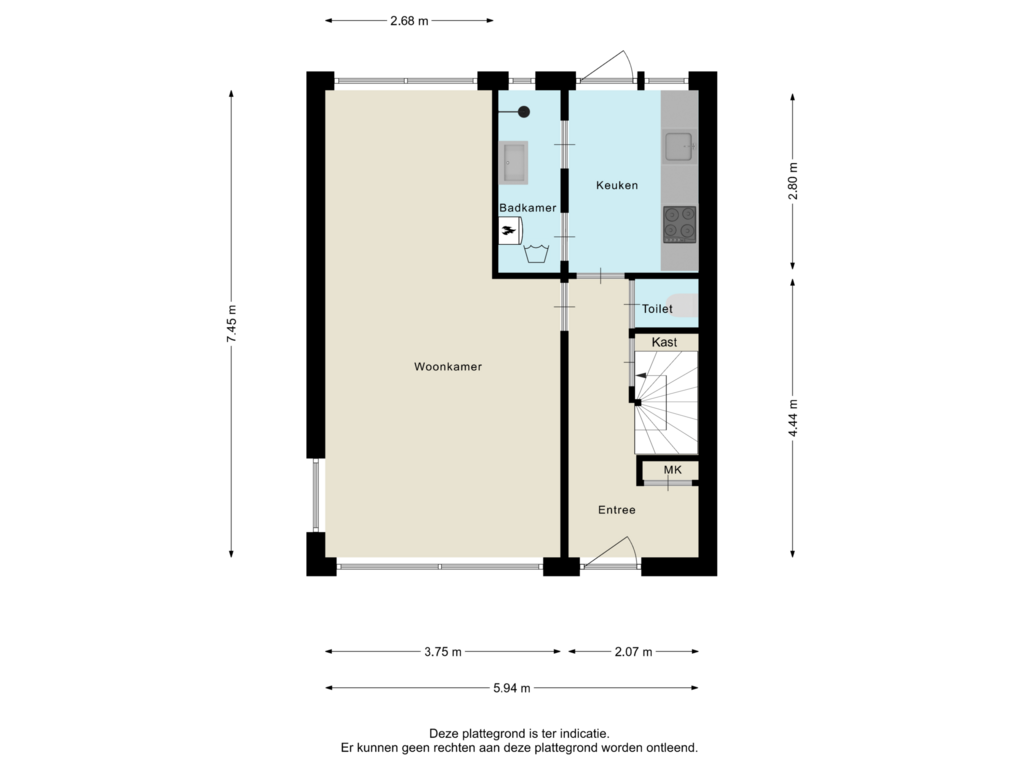 Bekijk plattegrond van Begane grond van Bosbesstraat 5