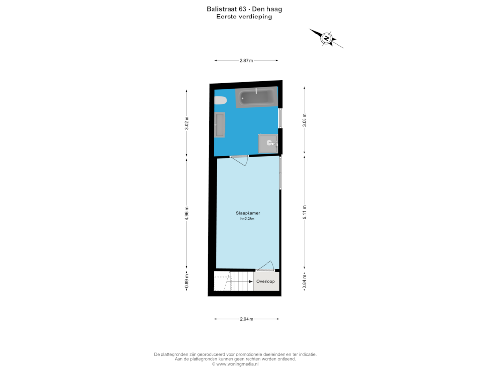 View floorplan of Eerste verdieping of Balistraat 63