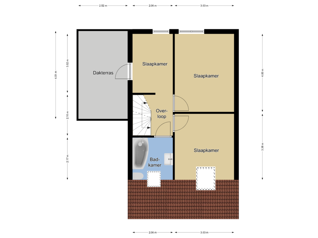 View floorplan of 1e verdieping of Zierikzeestraat 49