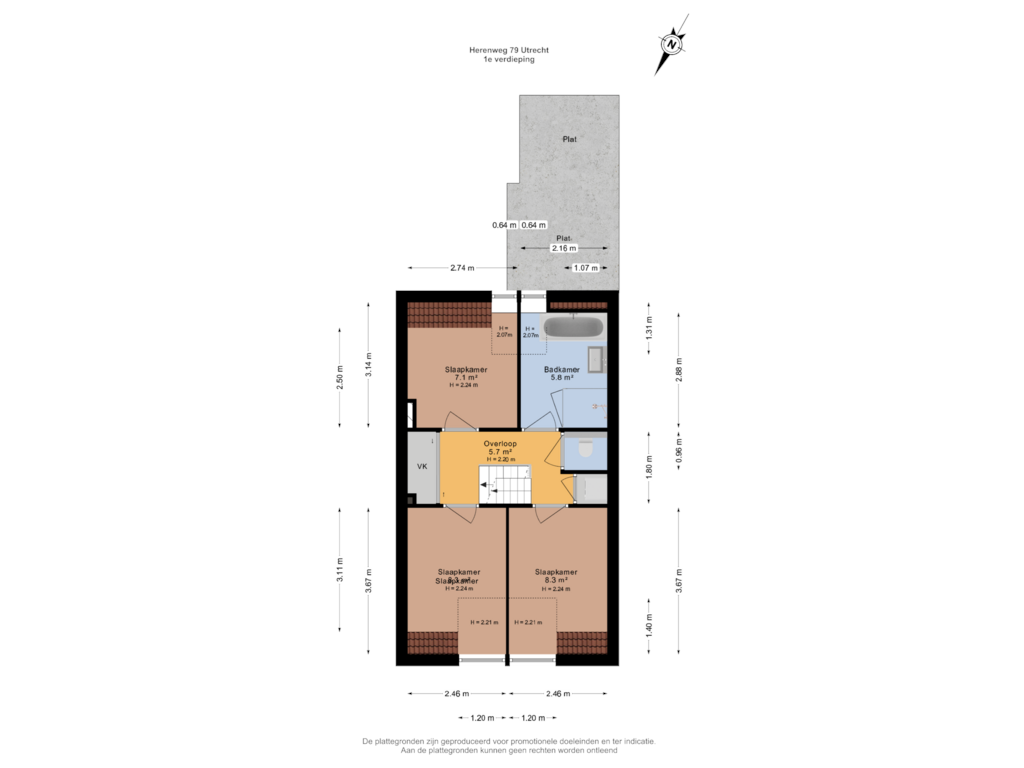 Bekijk plattegrond van 1e verdieping van Herenweg 79