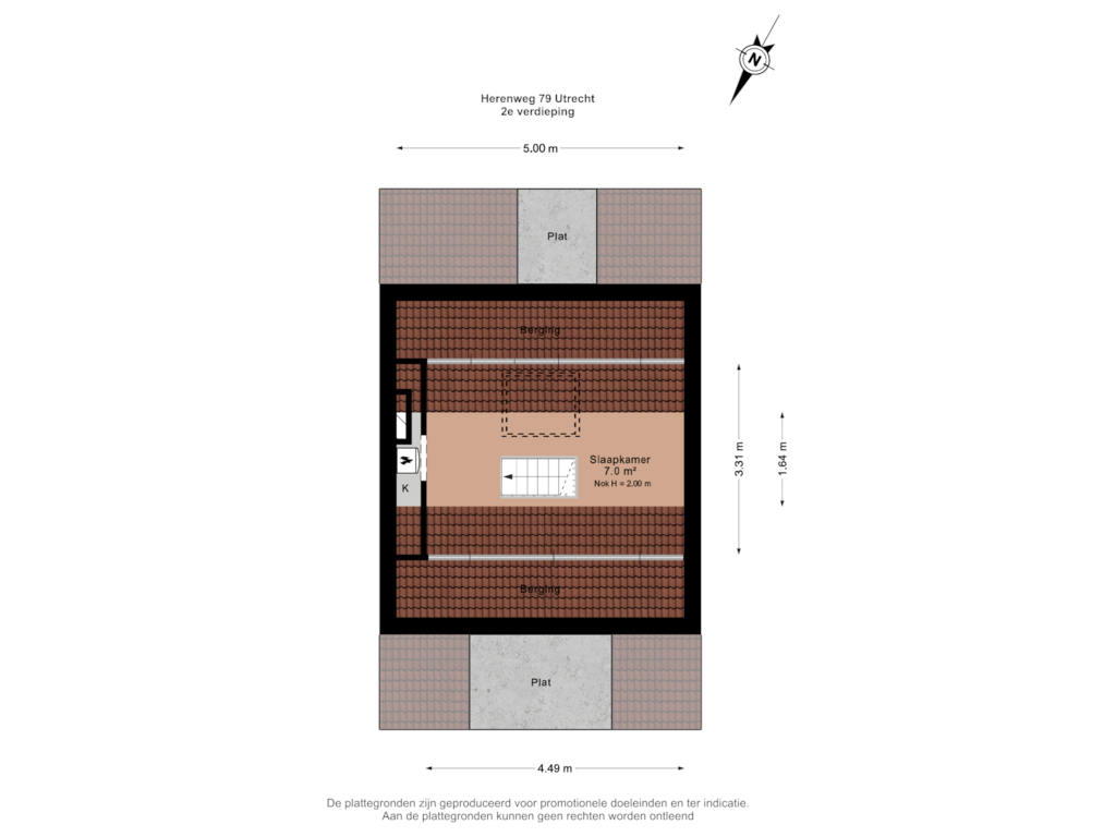 Bekijk plattegrond van 2e verdieping van Herenweg 79