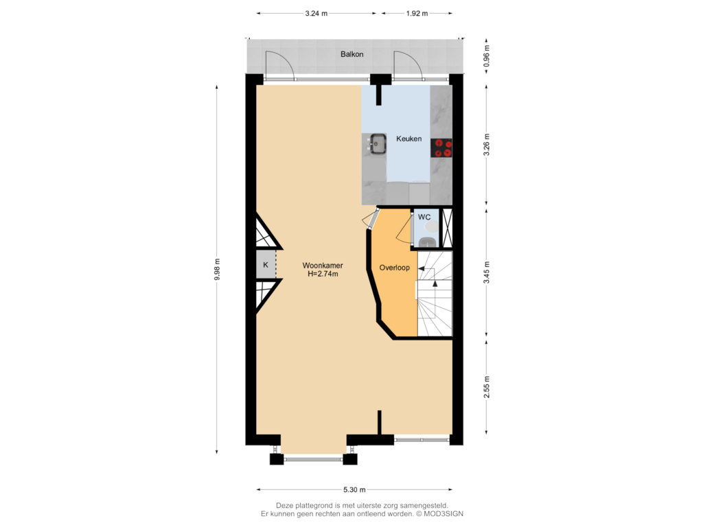 Bekijk plattegrond van 1e Verdieping van Van Zeggelenstraat 85