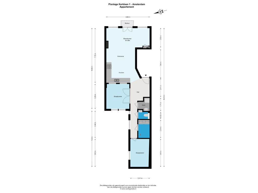 Bekijk plattegrond van Appartement van Plantage Kerklaan 1-2