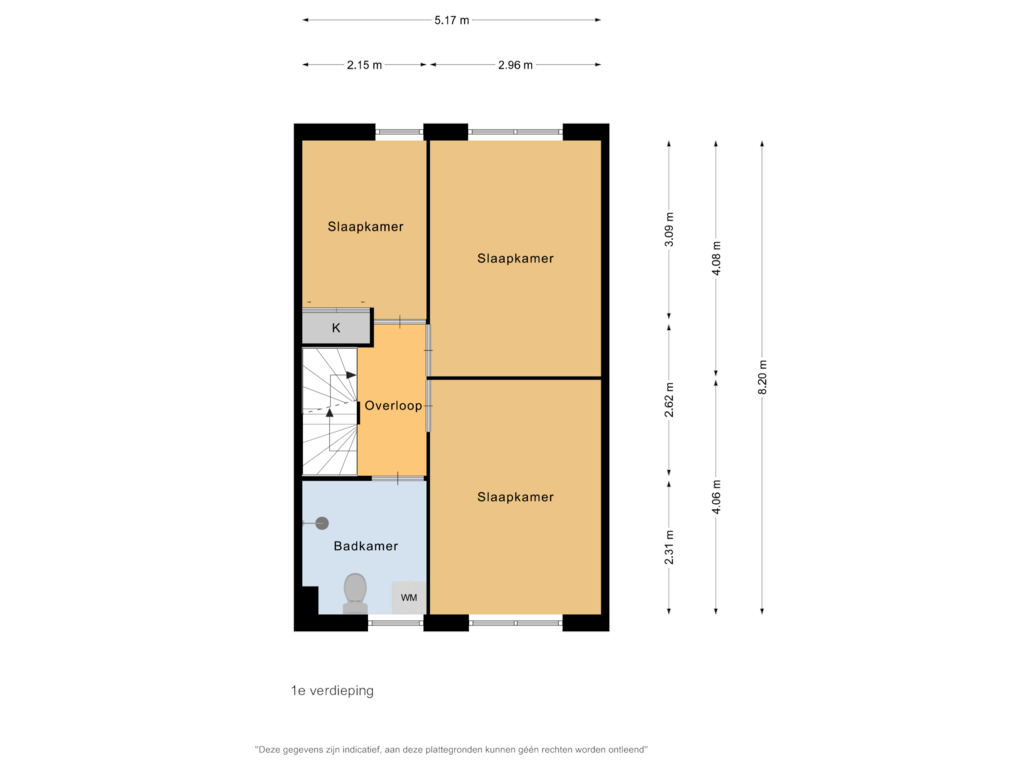 View floorplan of 1e verdieping of Vredenburg 41